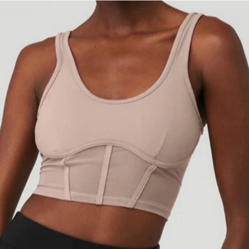 ALO Yoga Airbrush Dust Pink Cropped Corset Tank